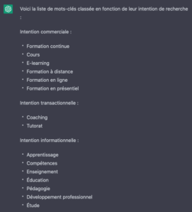 mots-clés en fonction de leur intention de recherche - SEO